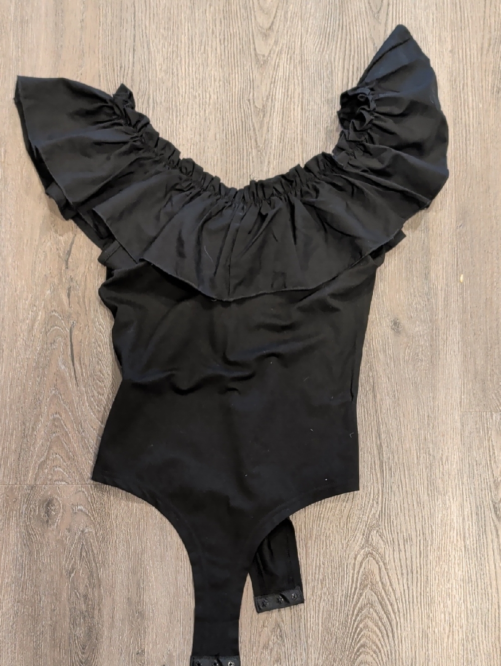Zara Black Ruffle Off-Shoulder Bodysuit